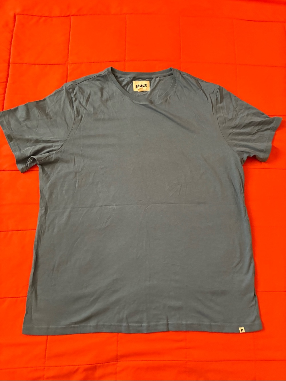 Pact Mens Organic Cotton Shirt XL Blue Short Sleeve